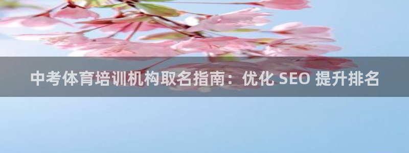 耀世集团视频直播是真的吗：中考体育培训机构取名指南：